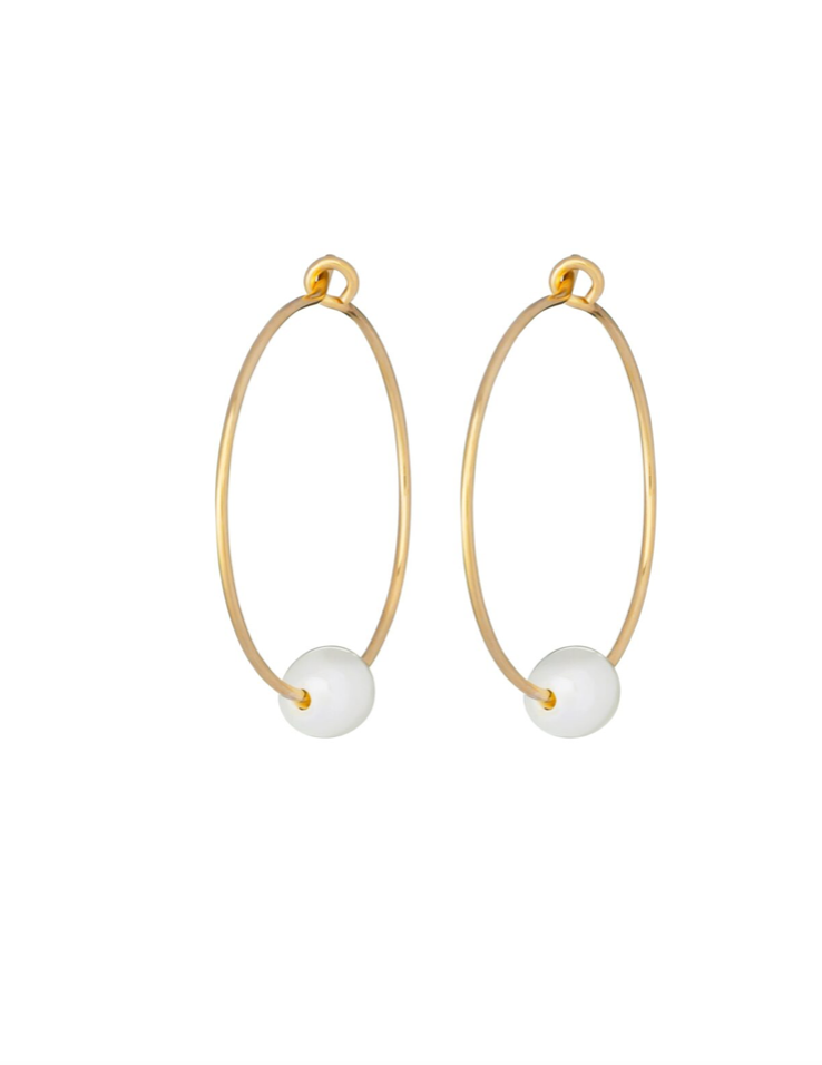 Pearl Gold Hoop Earrings