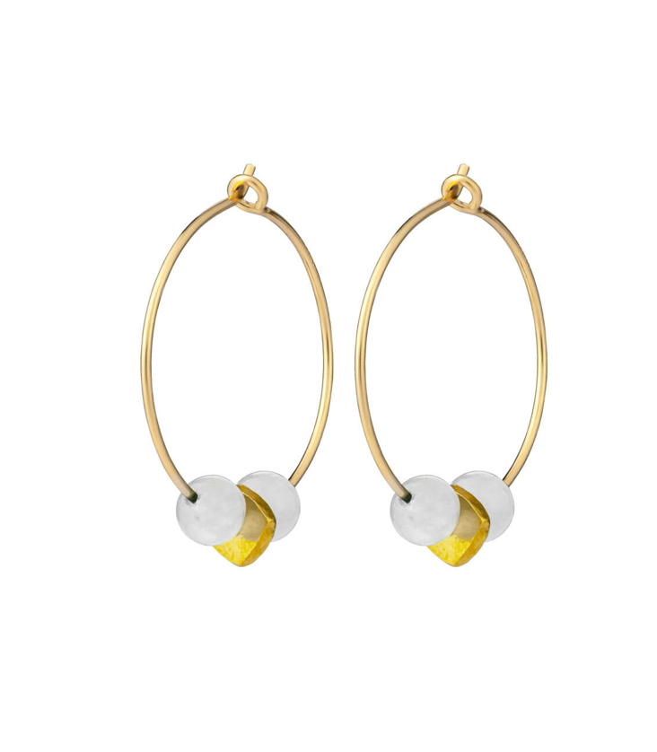 Moonstone Gold Hoop Earrings
