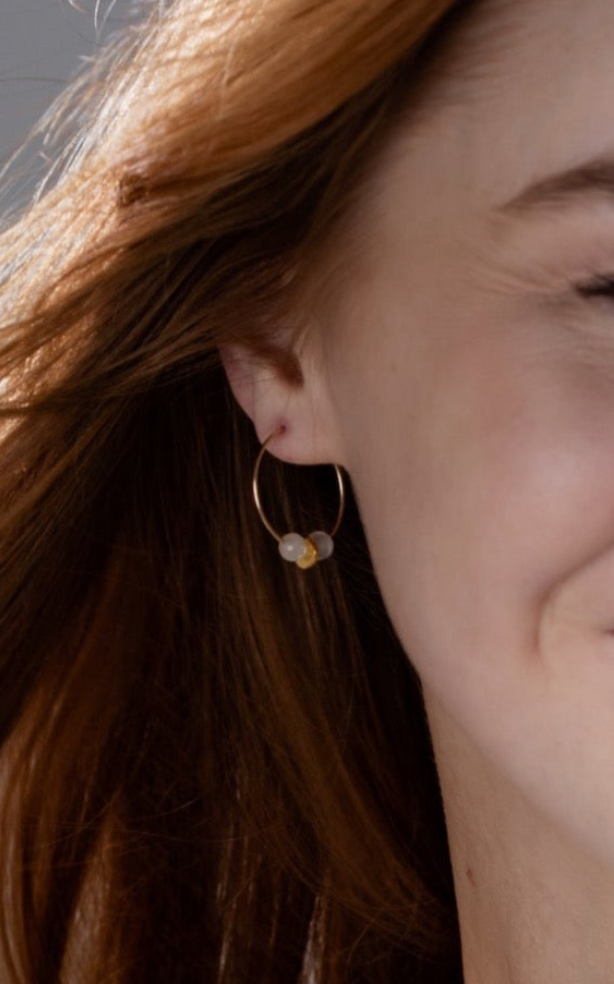 Moonstone Gold Hoop Earrings