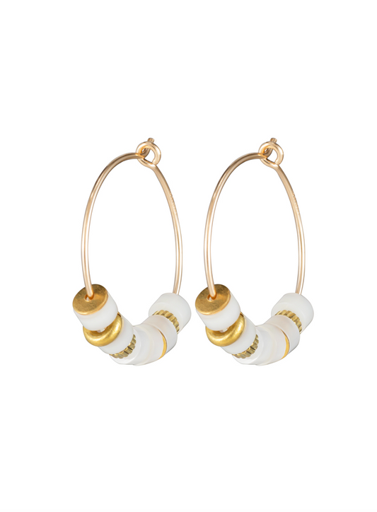 Mother of Pearl Gold Hoop Earrings