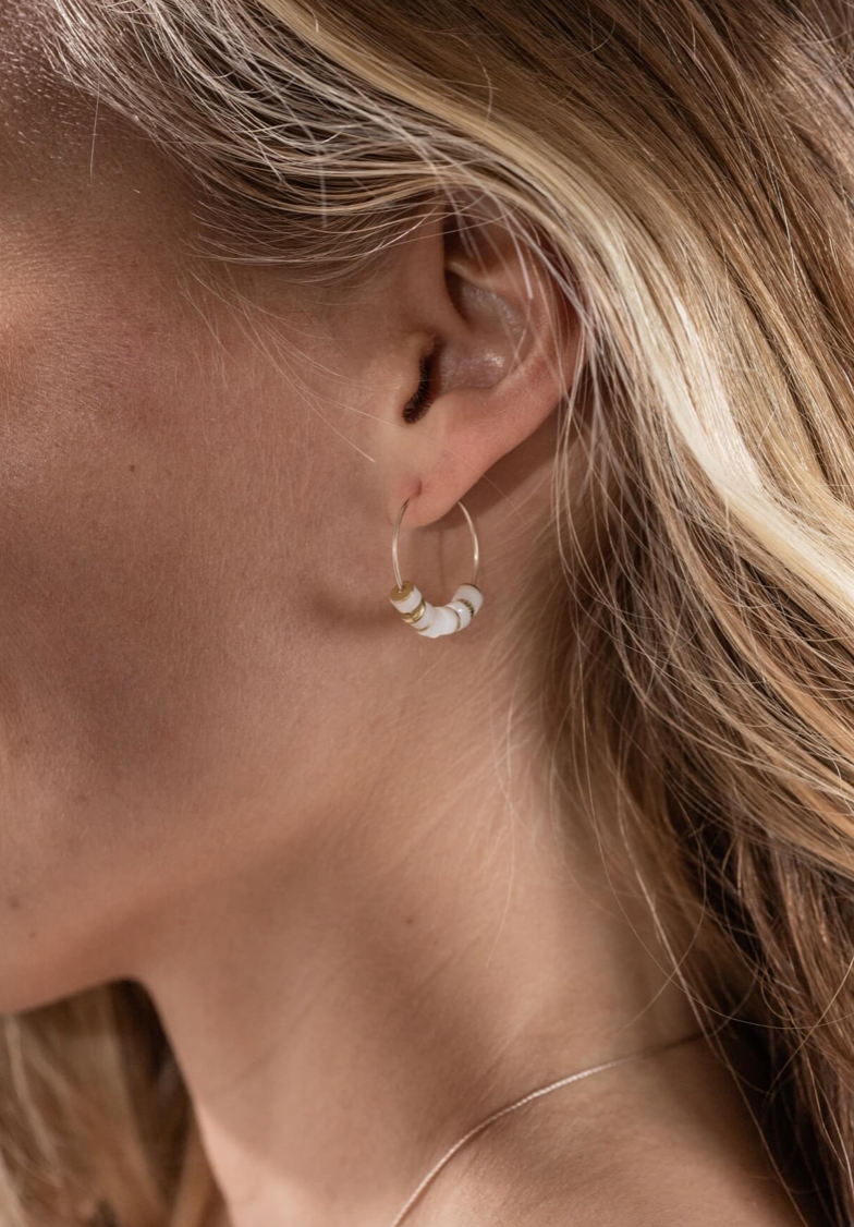 Mother of Pearl Gold Hoop Earrings