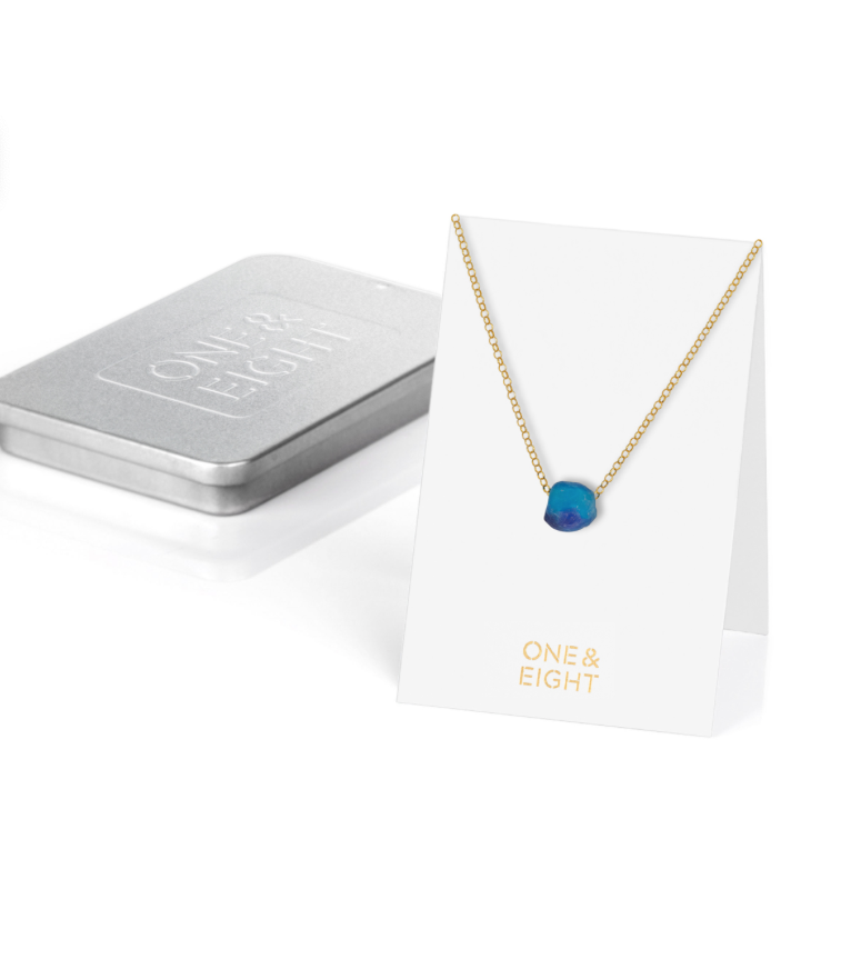 Marine Blue Glass Bead Necklace