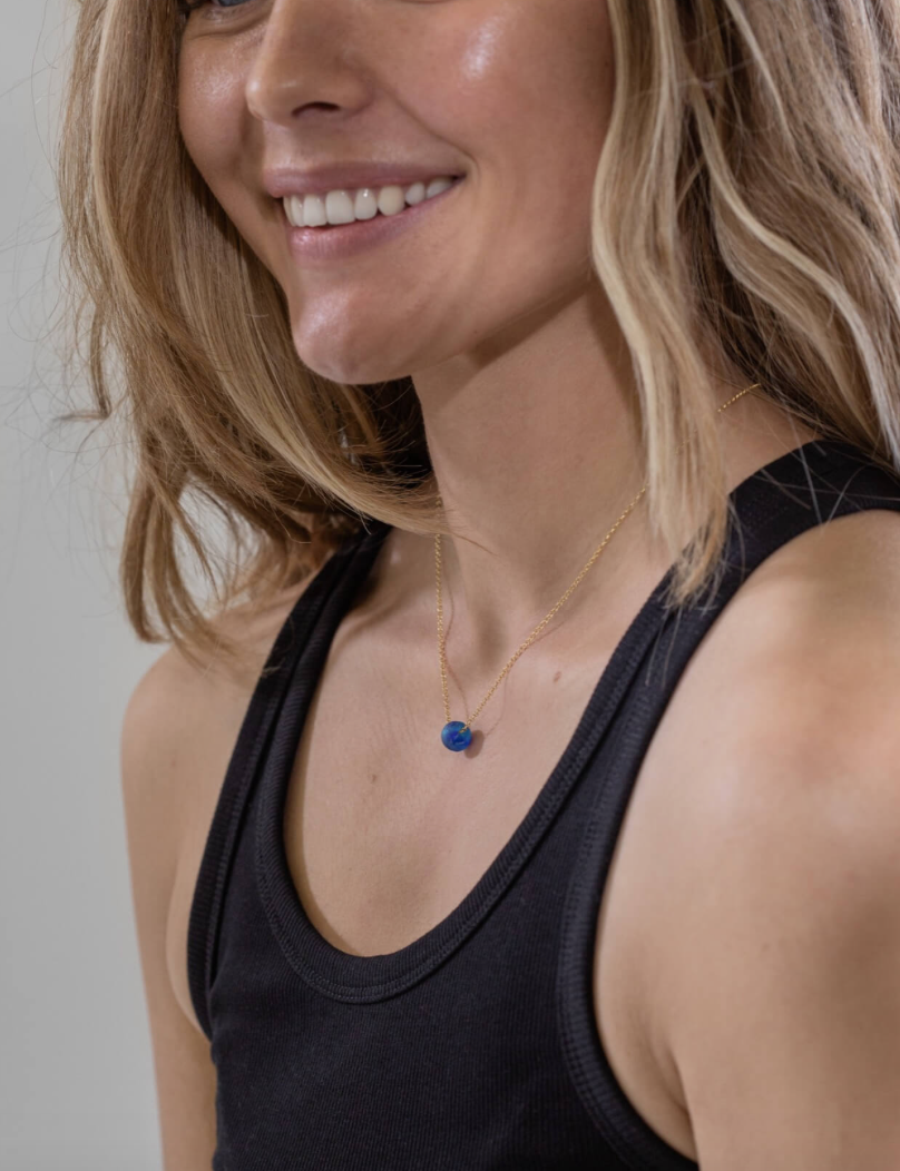 Marine Blue Glass Bead Necklace