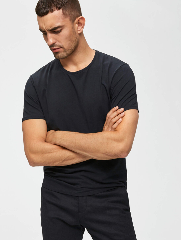 SLHNEWPIMA O-NECK TEE - Black