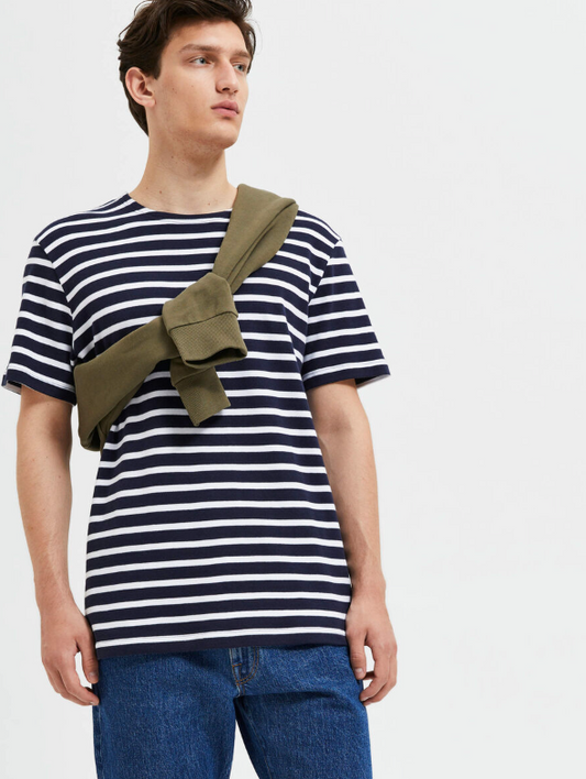 SLHBRIAC O-Neck tee - Navy Blazer Stripe