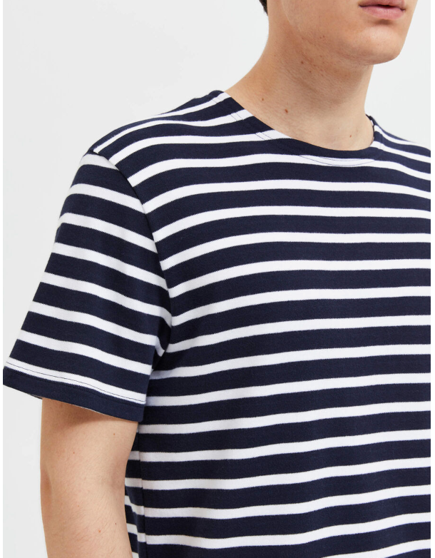 SLHBRIAC O-NECK TEE - Navy Blazer Stripe