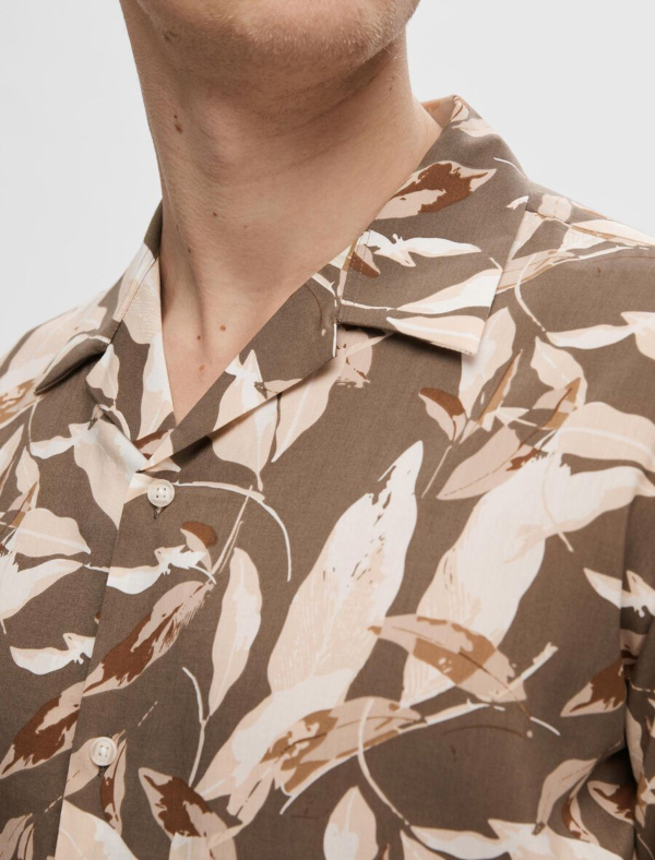 SLHREG-AIR Cuban Collar Shirt - Morel Floral