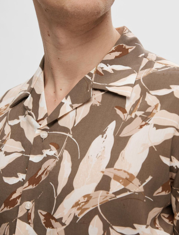 SLHREG-AIR CUBAN COLLAR SHIRT - Morel Floral