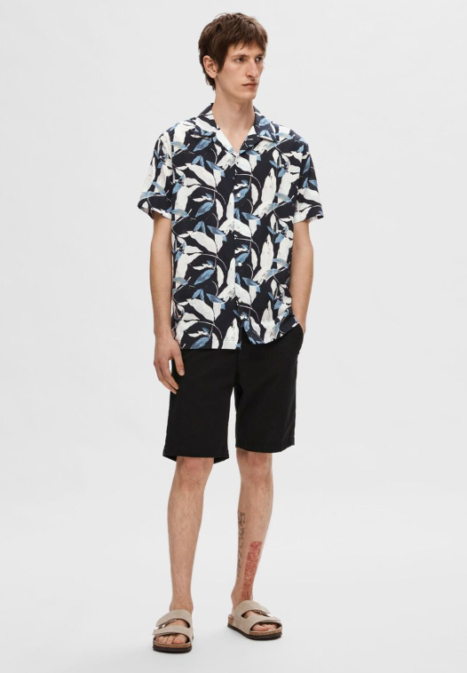 SLHREG-AIR CUBAN COLLAR SHIRT - Sky Captain Floral