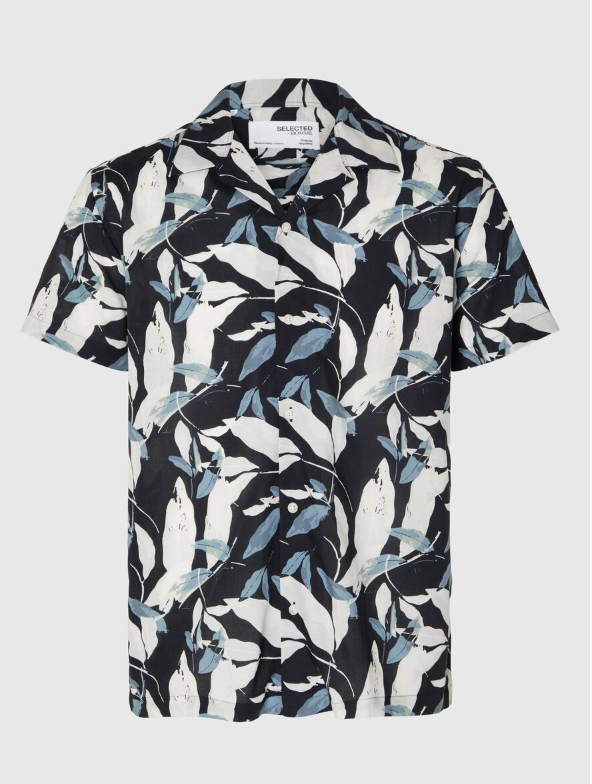 SLHREG-AIR Cuban Collar Shirt - Sky Captain Floral