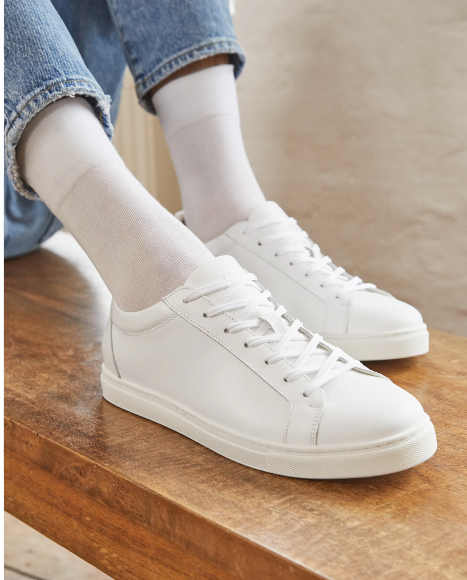 SLHEVAN Leather Sneakers White