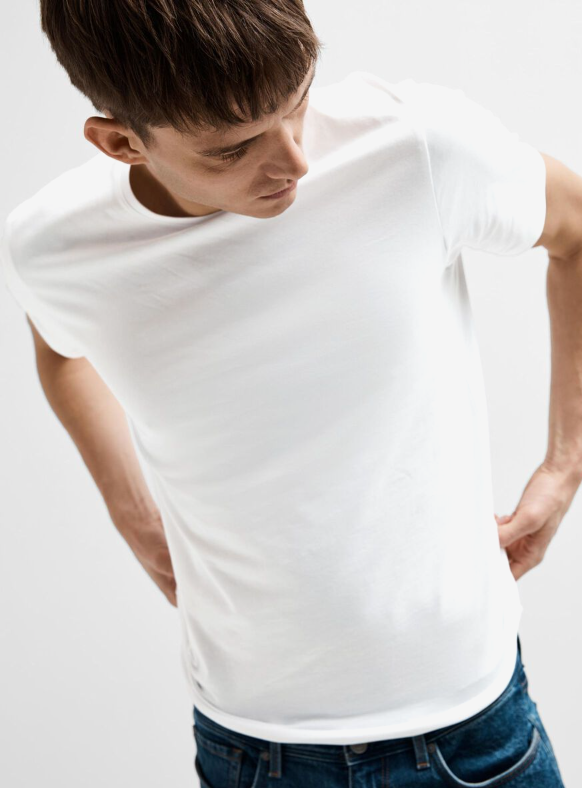 SLHNEWPIMA O-NECK TEE - Bright White