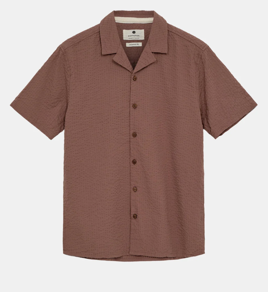 AKLEO SeerSucker Shirt - Cognac