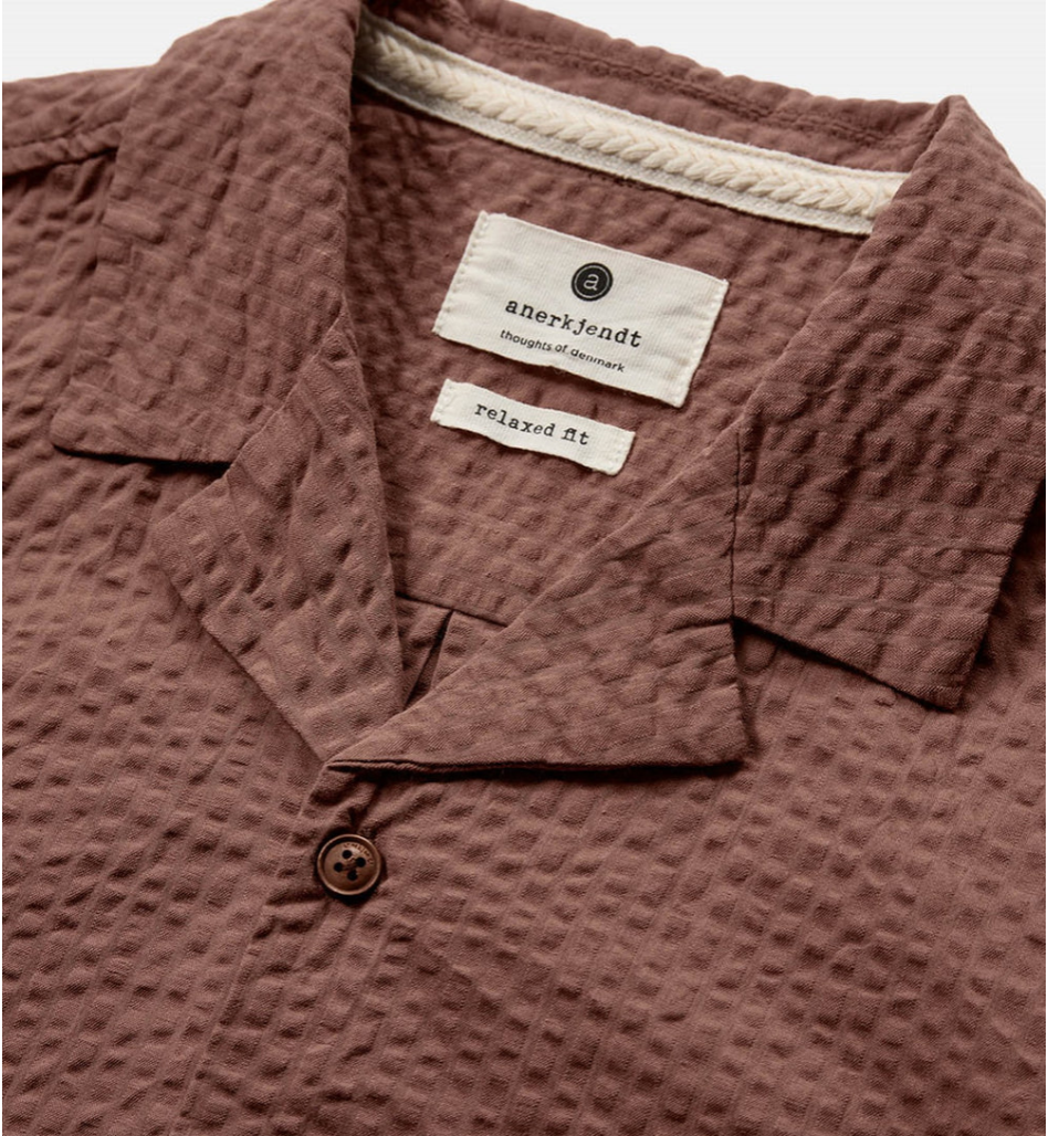 AKLEO SeerSucker Shirt - Cognac