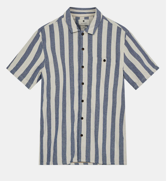 AKLEON Short Sleeve Stripe Shirt - Bright Cobalt