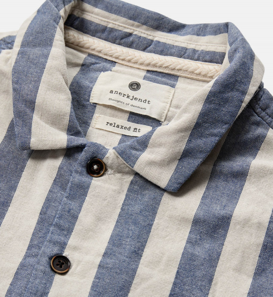 AKLEON Short Sleeve Stripe Shirt - Bright Cobalt