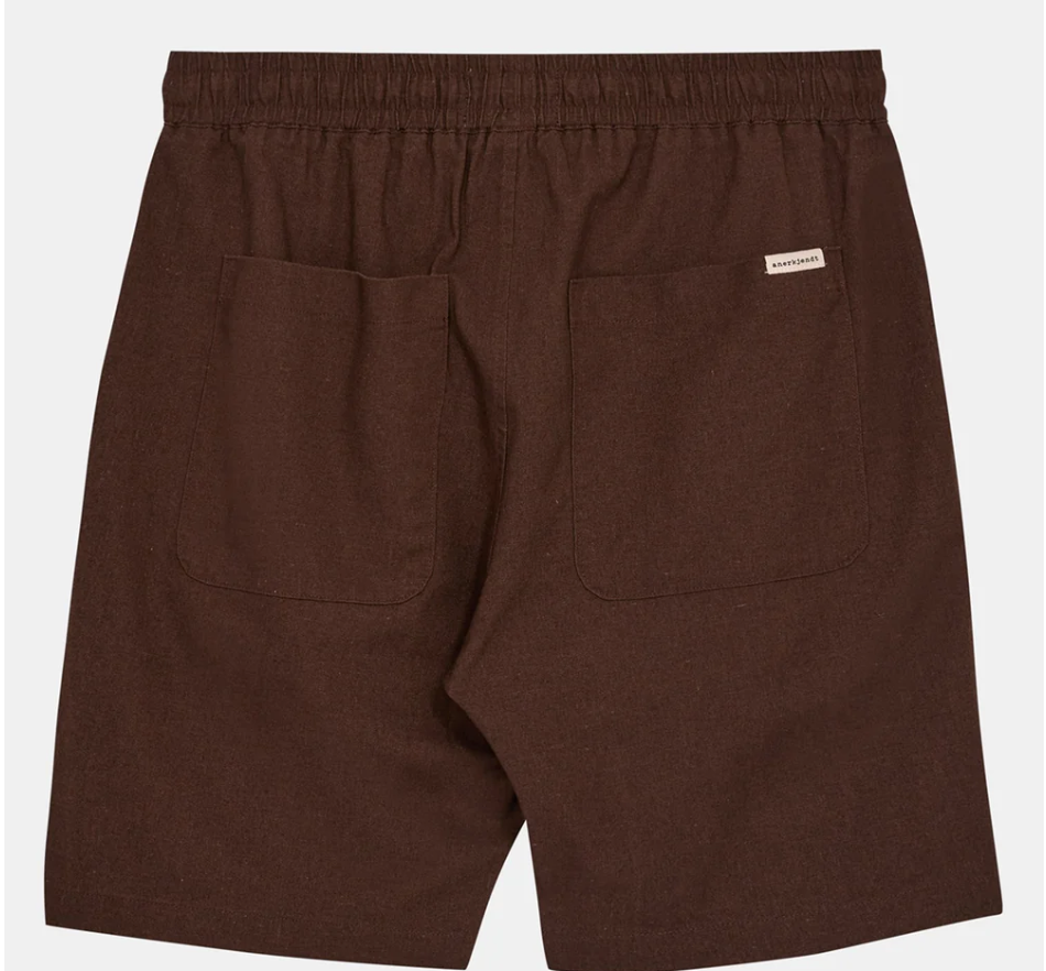 AKLT James Linen Ela Shorts - Chocolate Brown