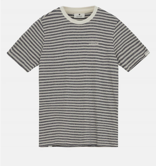 AKROD Linen / Cotton Stripe Tee - Sky Captain