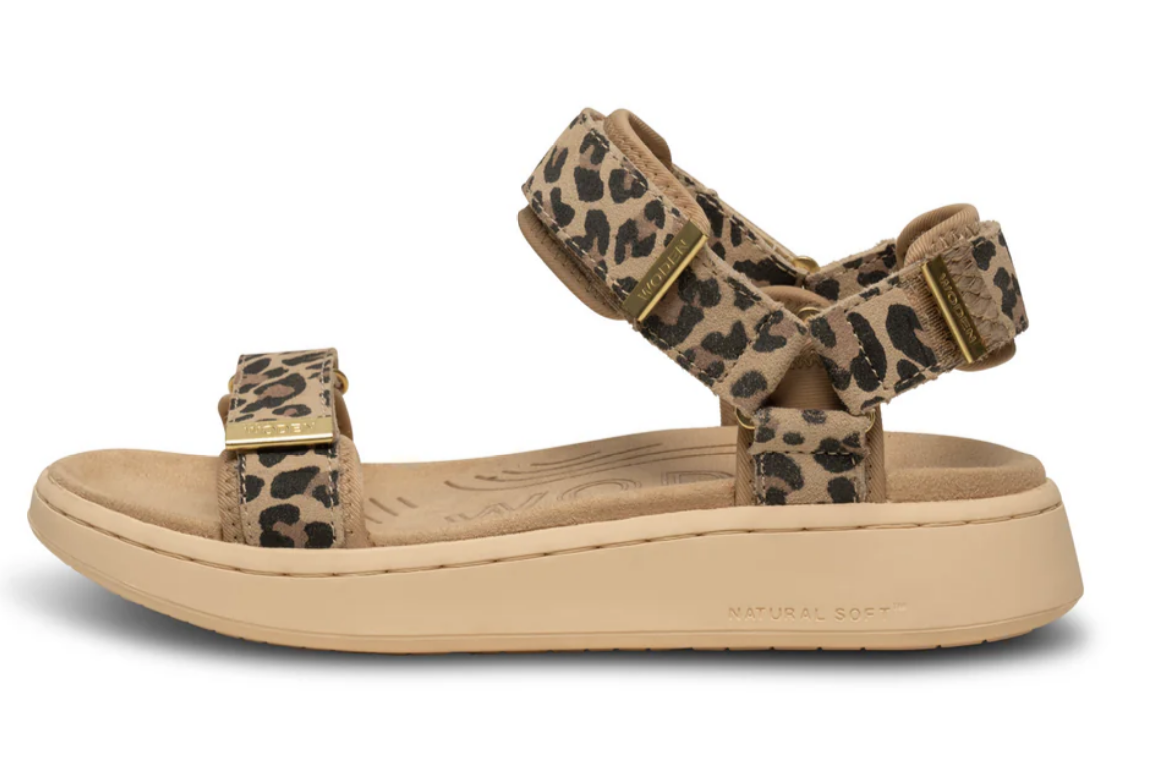 Line Suede Sandals - Leopard