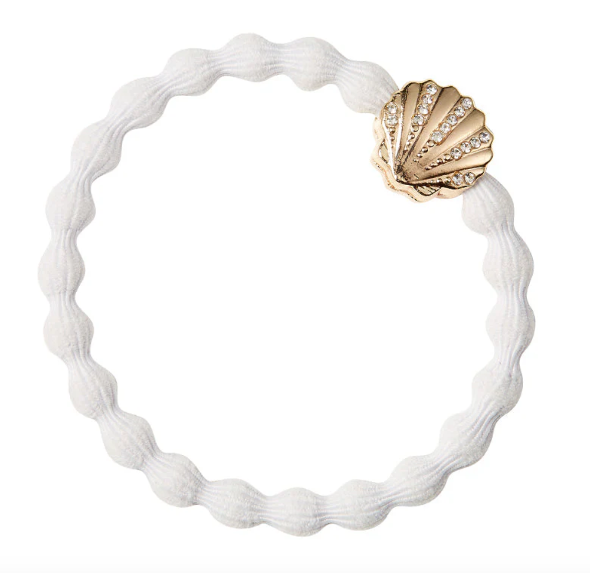 ByEloise Gold Shell Bangle Band - White