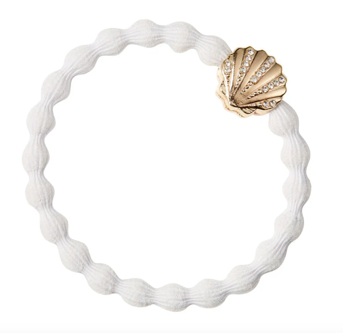 Gold Shell Bangle Band - White