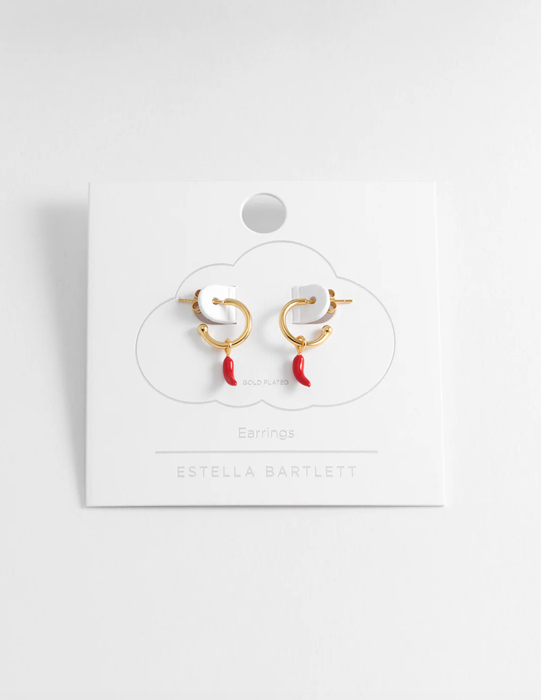 Red Chilly Drop Hoop Earrings