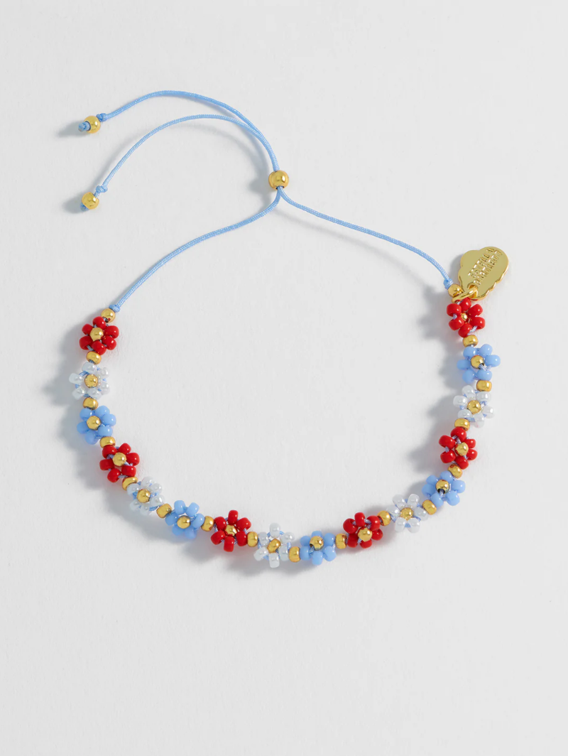 Red and Blue Daisy Chain Bracelet