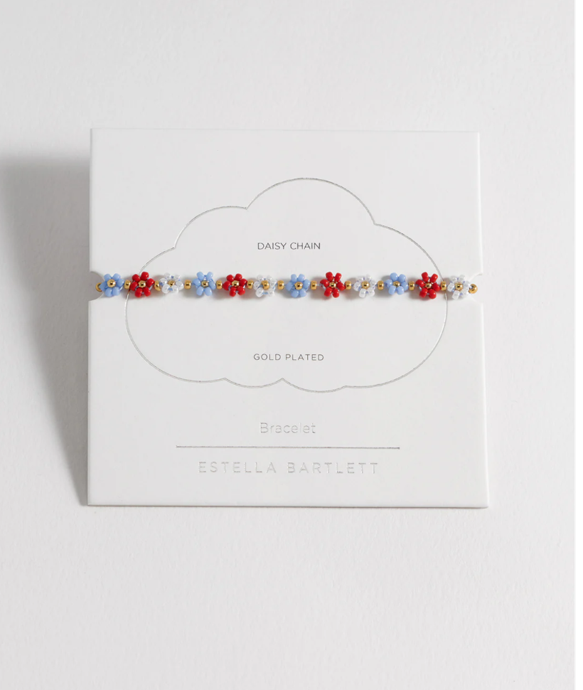 Red and Blue Daisy Chain Bracelet
