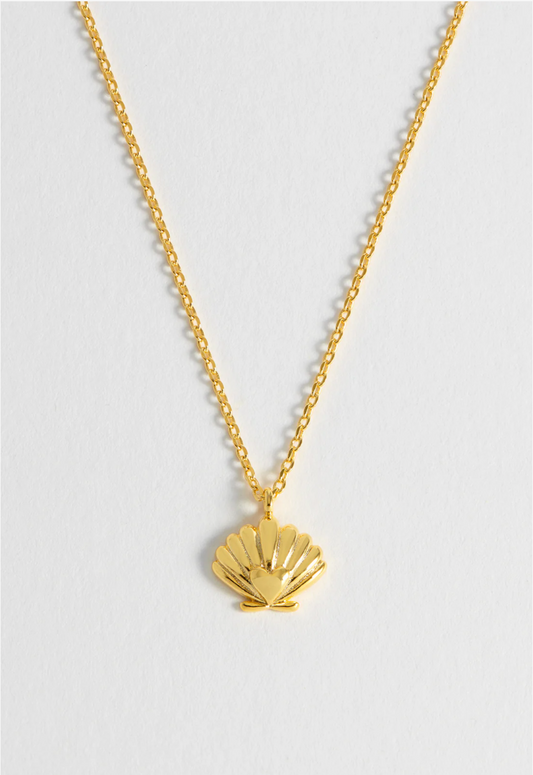 Gold Plated Scallop Heart Necklace