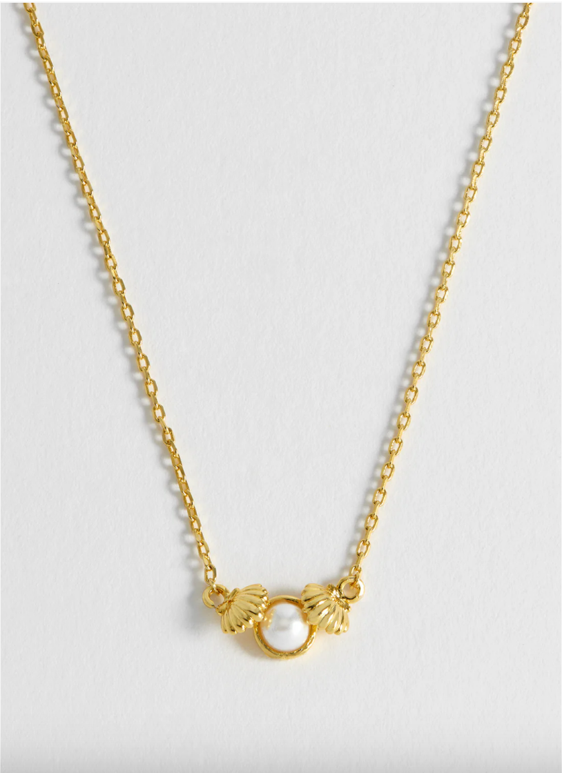 Pearl Scallop Heart Necklace - Gold plated