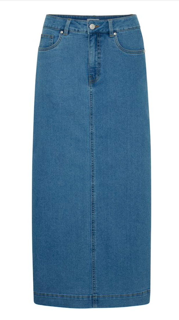 FXDENIMA LONG SKIRT - Medium Blue Denim