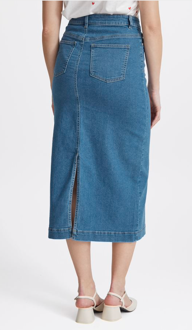 FXDENIMA LONG SKIRT - Medium Blue Denim
