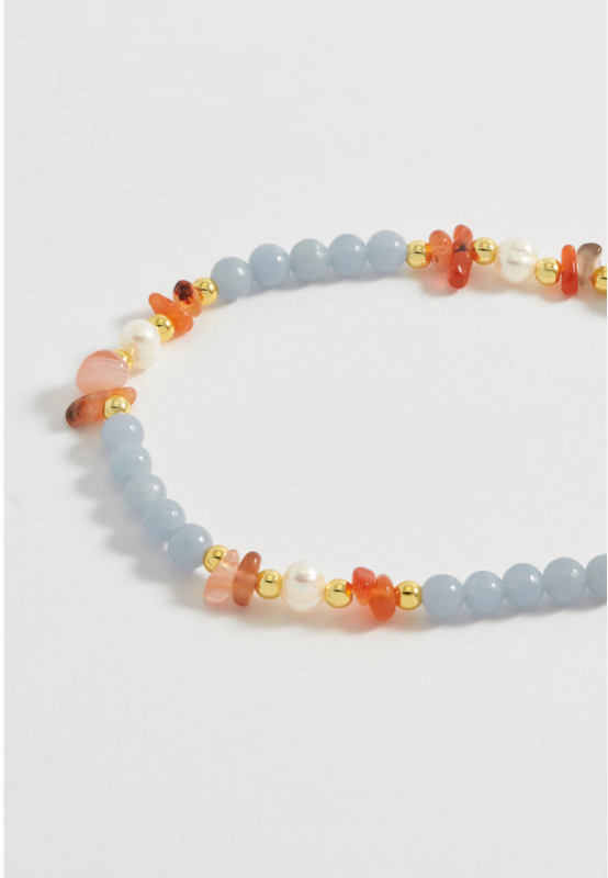 Gemstone Pearl T-Bar Necklace