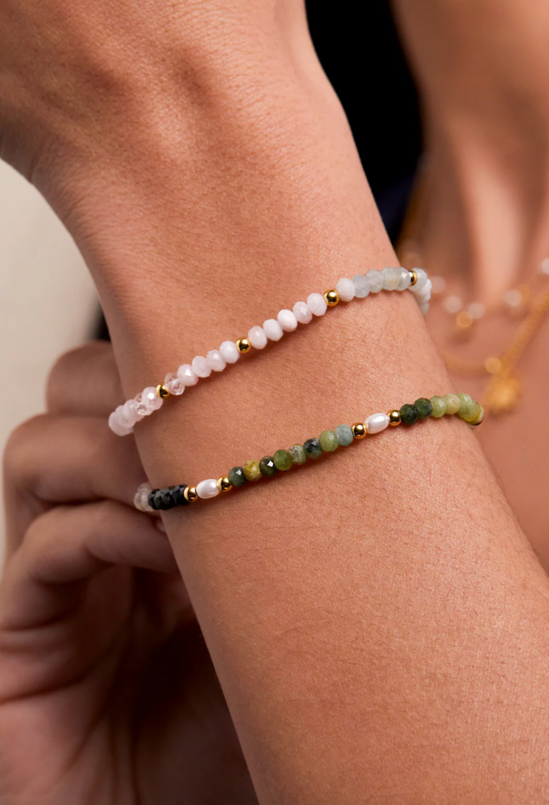 Morganite Pastel Rainbow Beaded T-Bar Bracelet