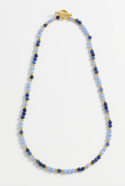 Semi Precious Mix Stone Beaded T-Bar Necklace