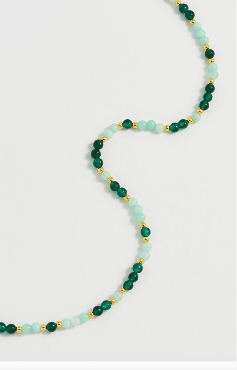 Semi Precious Mix Stone Beaded T-Bar Necklace