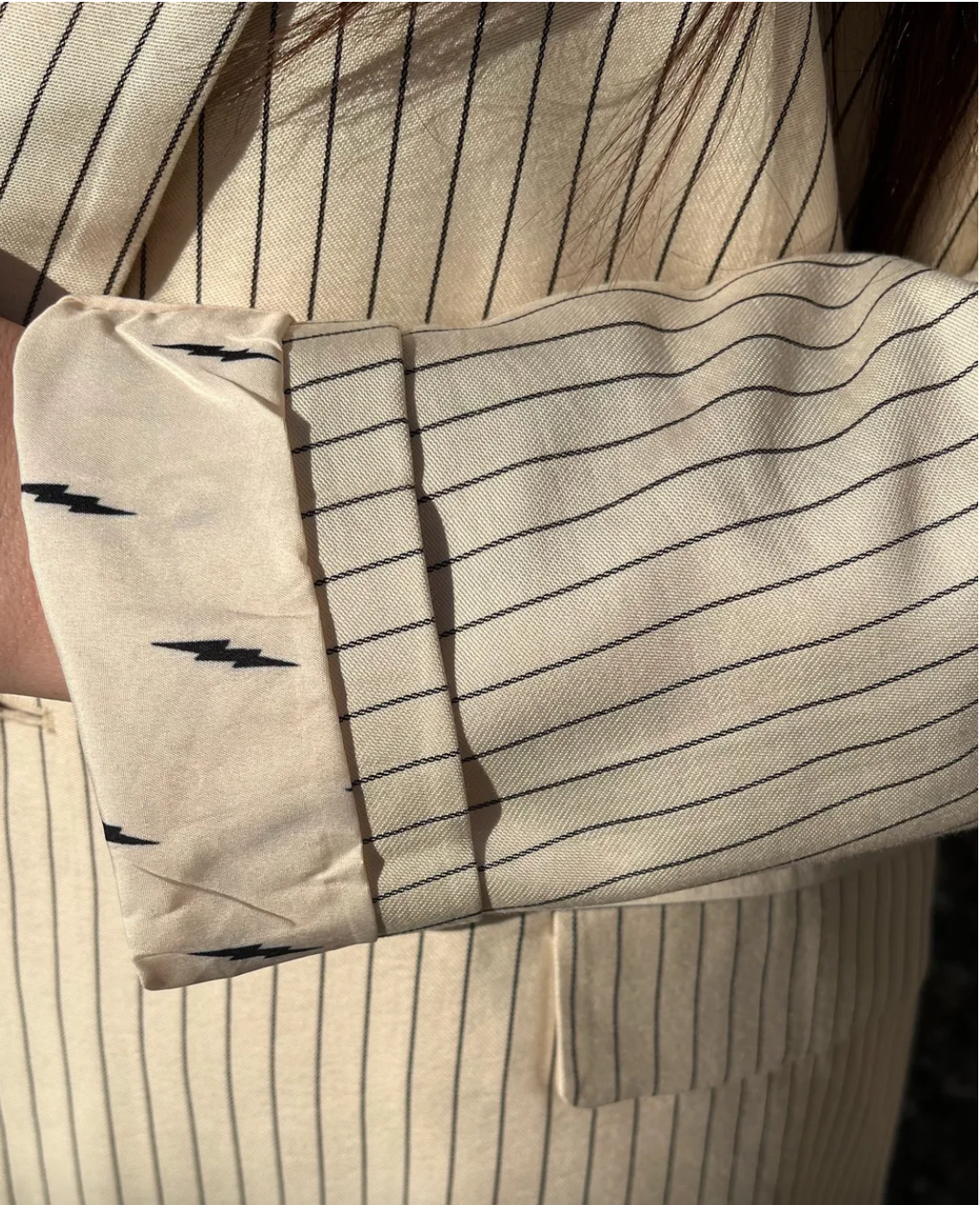 Cream Pinstripe Suit Jacket