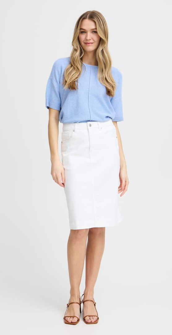 FxDenima White Denim Short Skirt