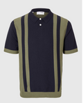 SLHMATTIS KNIT COLOURBLOCK POLO - Sky Captain/Kalamata