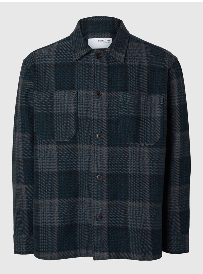 SLHBOXY Houndstooth Big Check Overshirt - Sky Captain