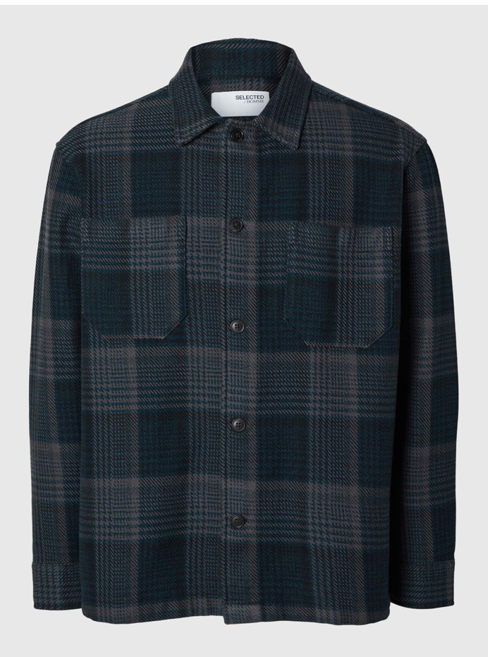 SLHBOXY HOUNDSTOOTH OVERSHIRT - Sky Captain