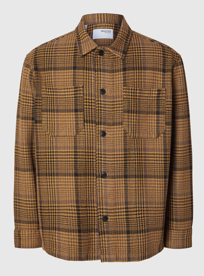 SLHBOXY HOUNDSTOOTH OVERSHIRT - Chocolate