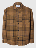 SLHBOXY HOUNDSTOOTH OVERSHIRT - Chocolate