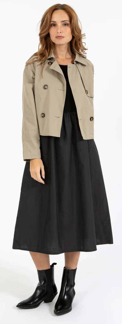 ALICIA SHORT TRENCH COAT - SAND OLIVE