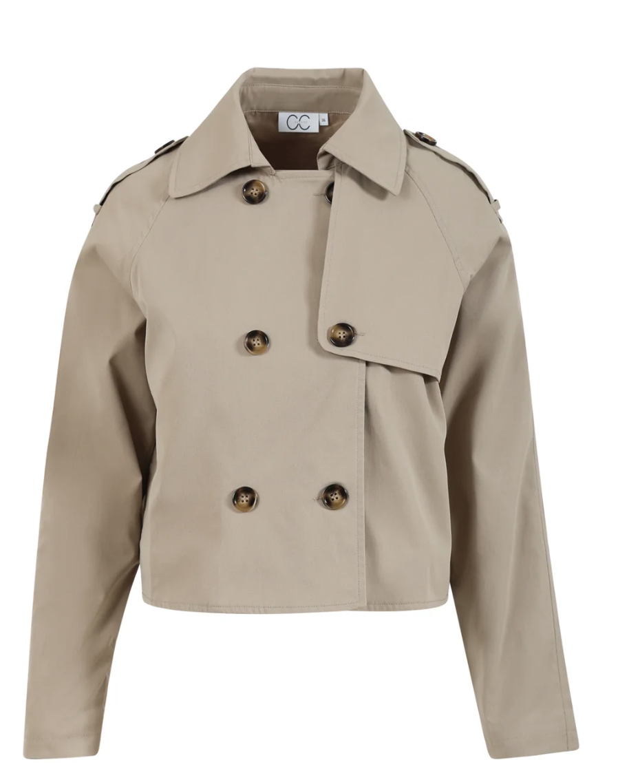 ALICIA SHORT TRENCH COAT - SAND OLIVE