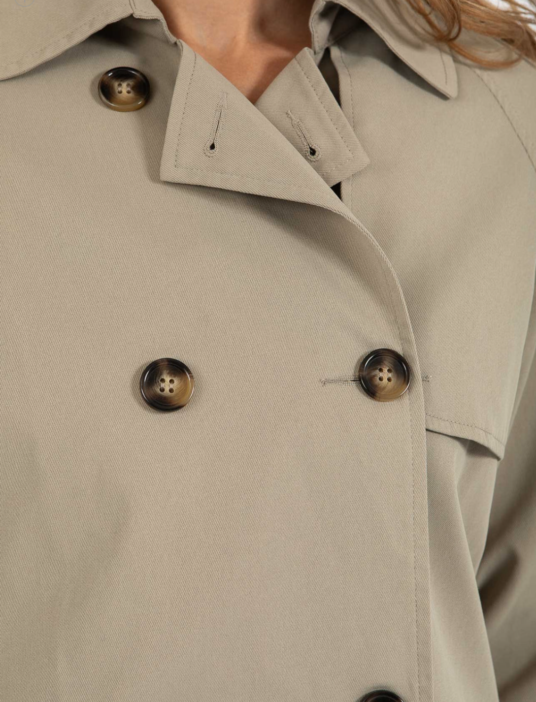 ALICIA SHORT TRENCH COAT - SAND OLIVE