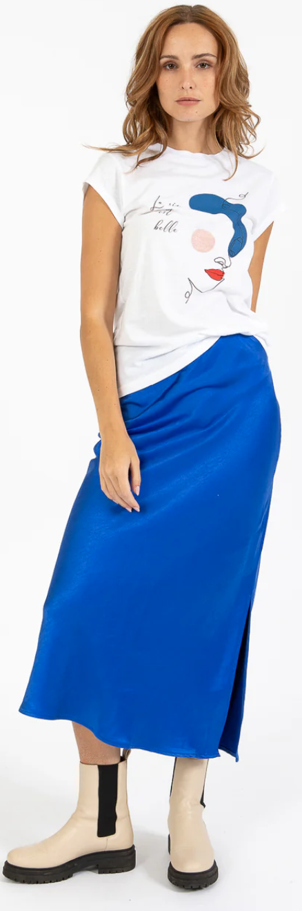 SKYLER MIDI SKIRT - BRIGHT BLUE