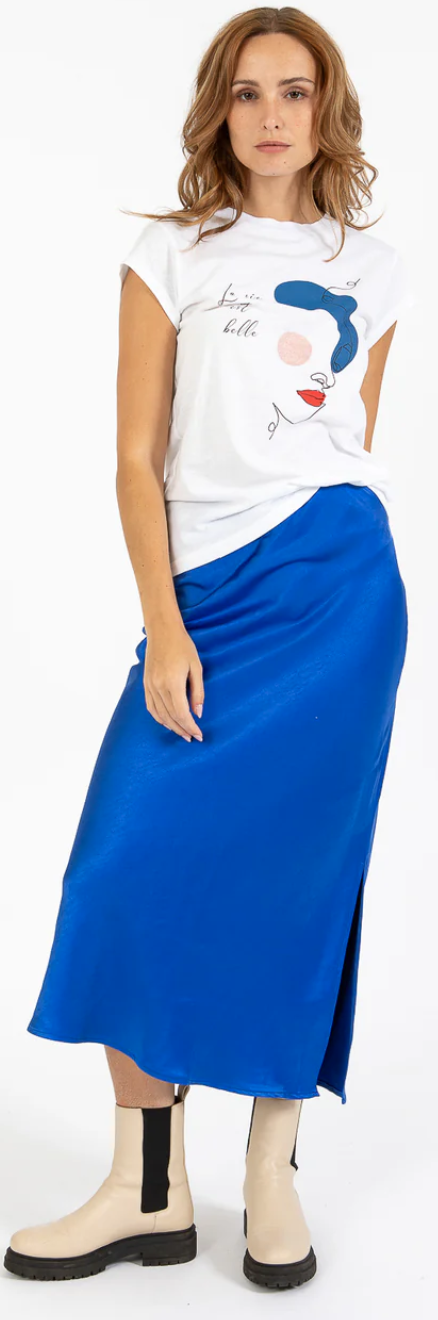 CC Heart Skyler Mid Length Skirt  - Bright Blue