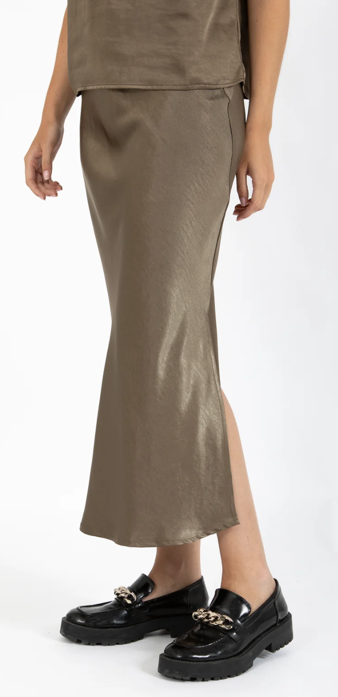 SKYLER MIDI SKIRT - WARM GREY