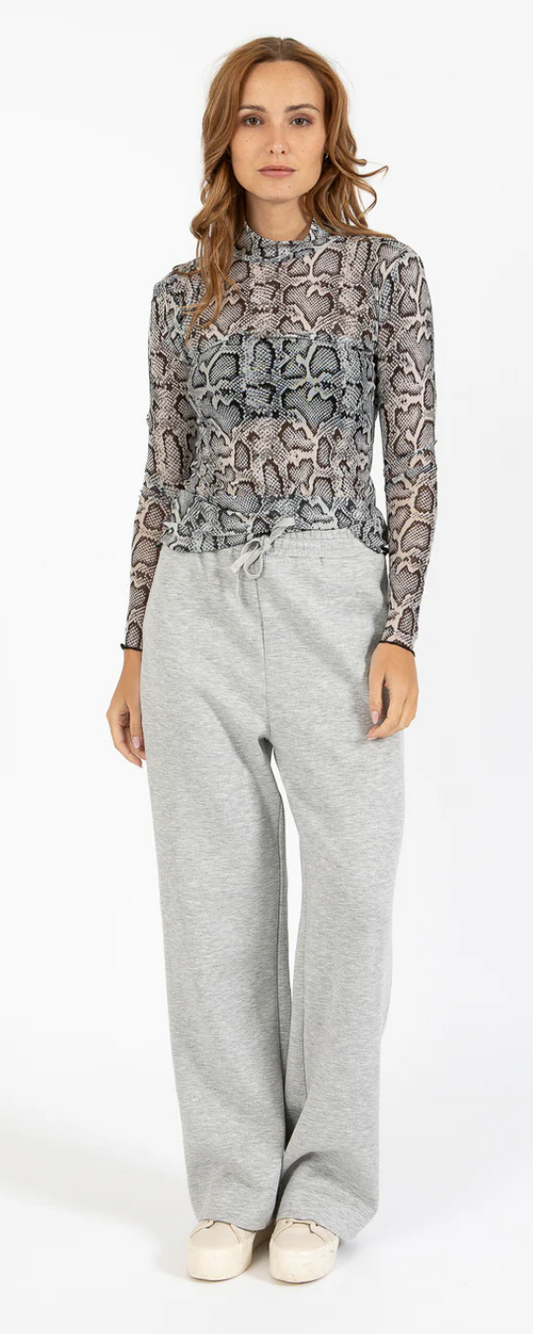 CC Heart Mesh Turtleneck - White snake print